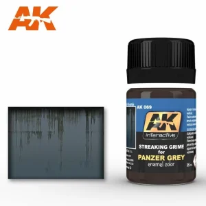 AK Interactive Weathering: Streaking Grime For Panzer Grey Vehicles 35ml Enamel Paint (AK069)