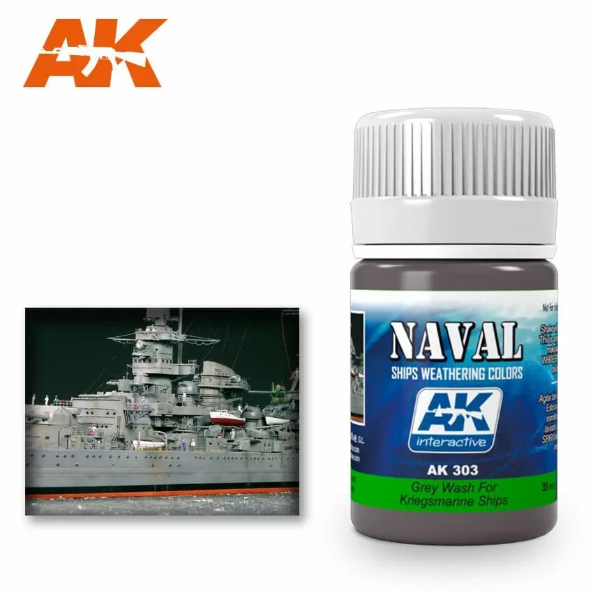 AK Interactive Weathering: Grey Wash For Kriegsmarine Ships 35ml Enamel Paint (AK303)