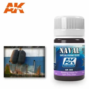 AK Interactive Weathering: Streaking Grime For Light Grey Ships 35ml Enamel Paint (AK305)