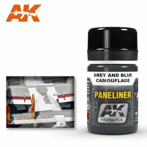 AK Interactive Weathering: Paneliner For Grey And Blue Camouflage 35ml Enamel Paint (AK2072)