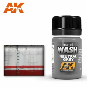 AK Interactive Weathering: Neutral Grey For White/Black Wash 35ml Enamel Paint (AK677)