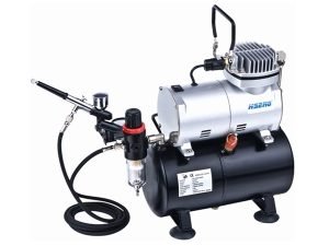 Hseng Air Compressor with Holding Tank Kit - Includes Hose & HS-80 Airbrush (AS186K)
