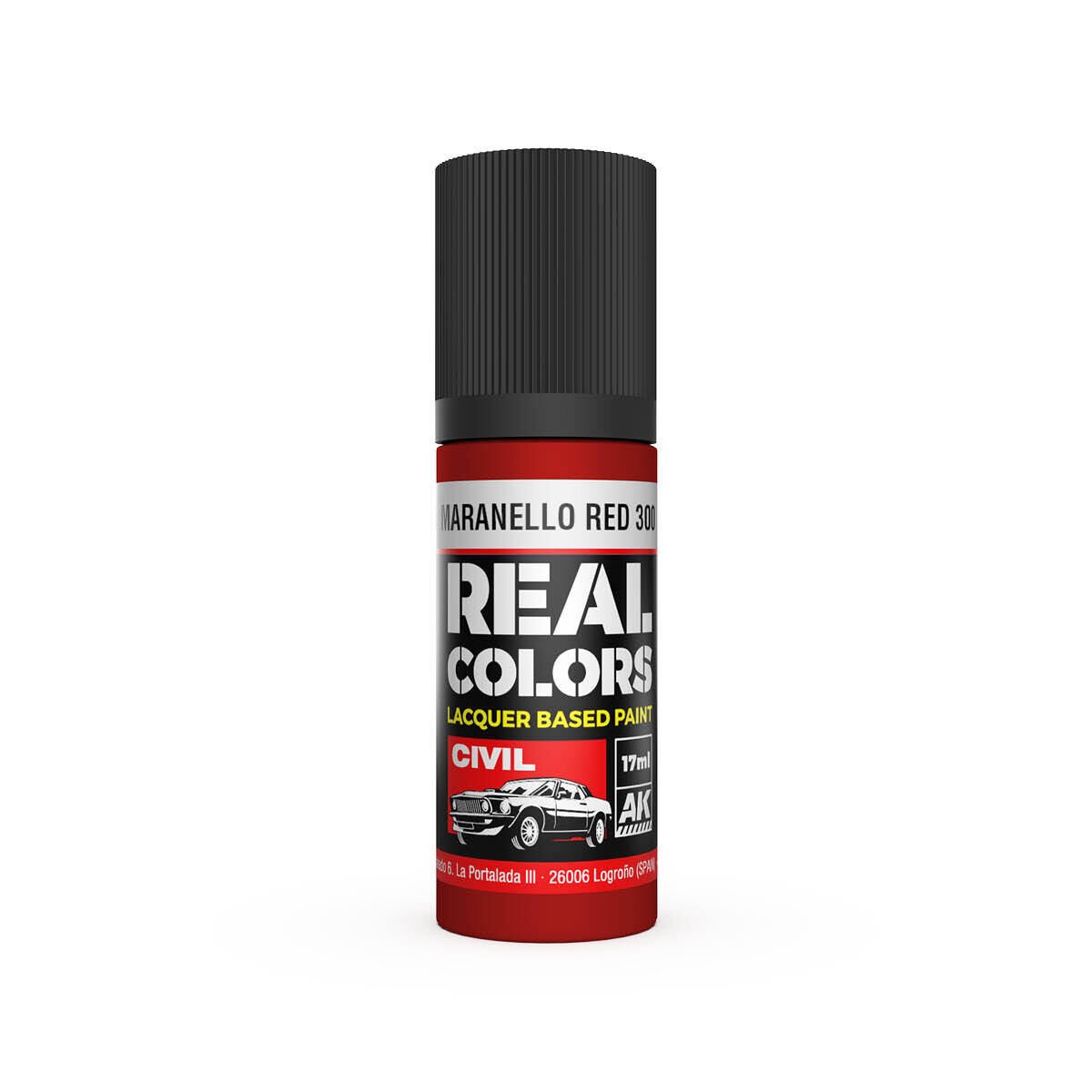 AK Interactive Real Colors: Maranello Red 300 - 17ml Lacquer Paint RC834