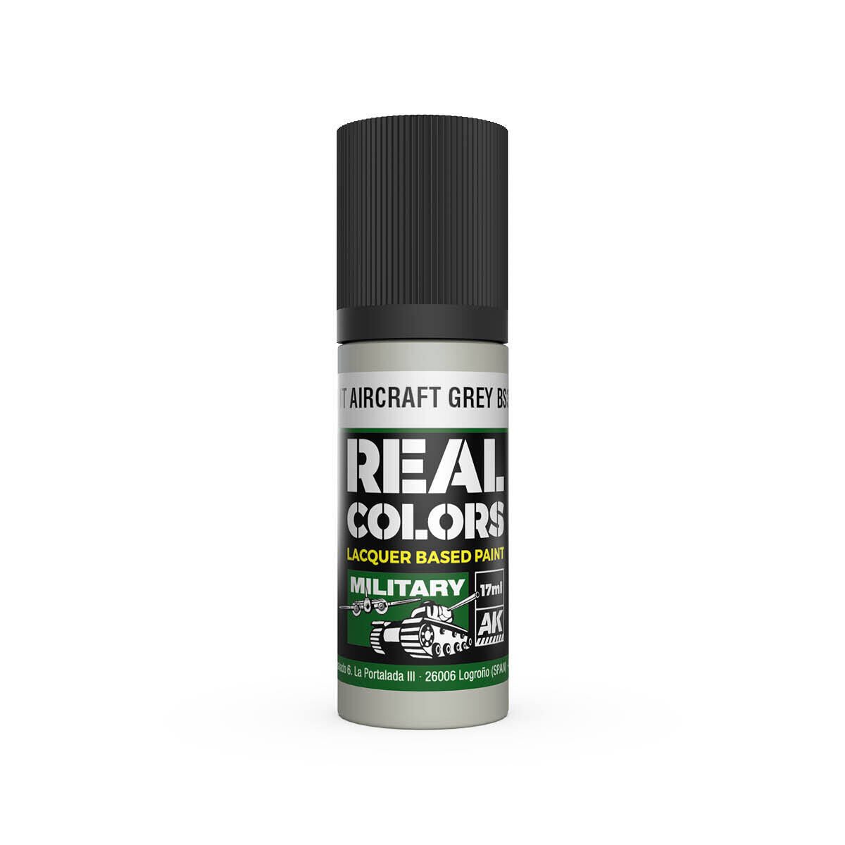 AK Interactive Real Colors: RAF Light Aircraft Grey BS381C/627 - 17ml Lacquer Paint RC972