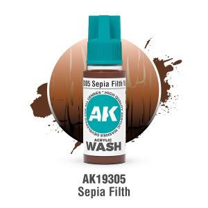 AK Interactive Acrylic Wash: Sepia Filth Wash 18ml - AK19305