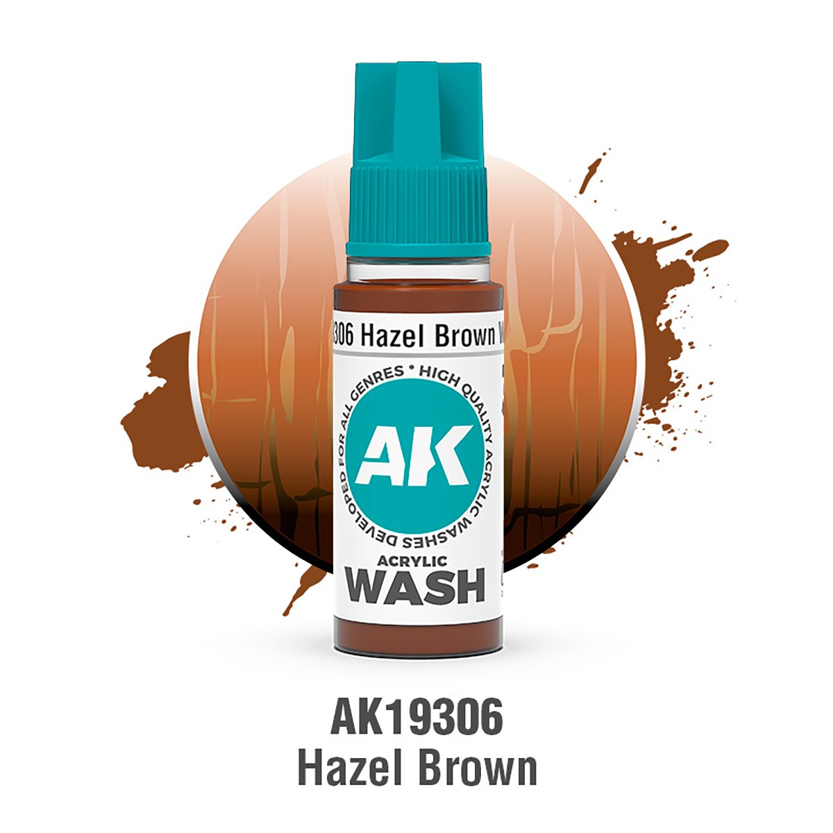 AK Interactive Acrylic Wash: Hazel Brown Wash 18ml - AK19306